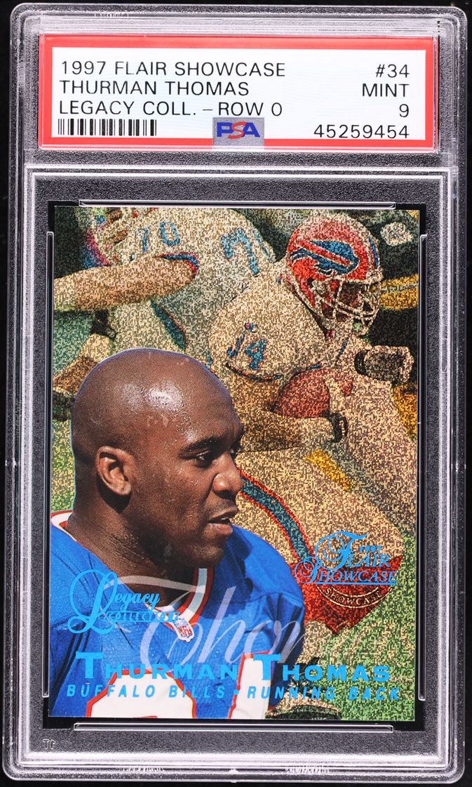1997 Flair Showcase Legacy Collection Row 0 Thurman Thomas /100 #34 PSA 9 MINT - Photo 1