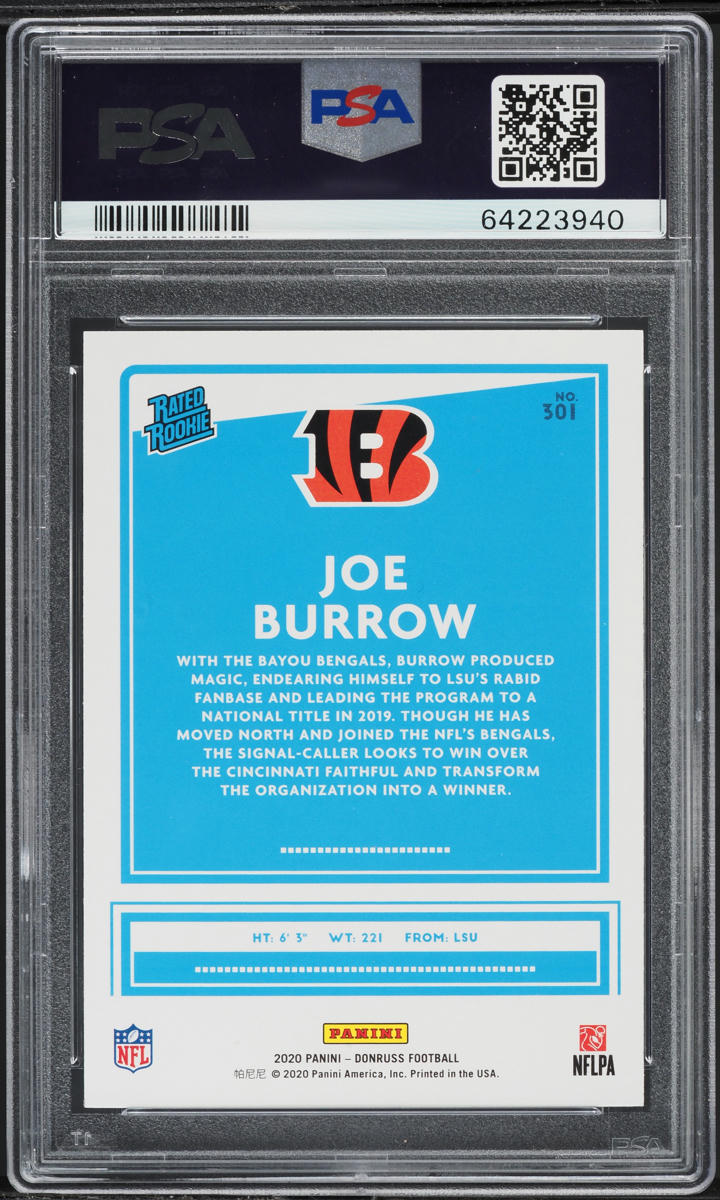 2020 Donruss Blue Press Proof Joe Burrow ROOKIE #301 PSA 10 GEM MINT
