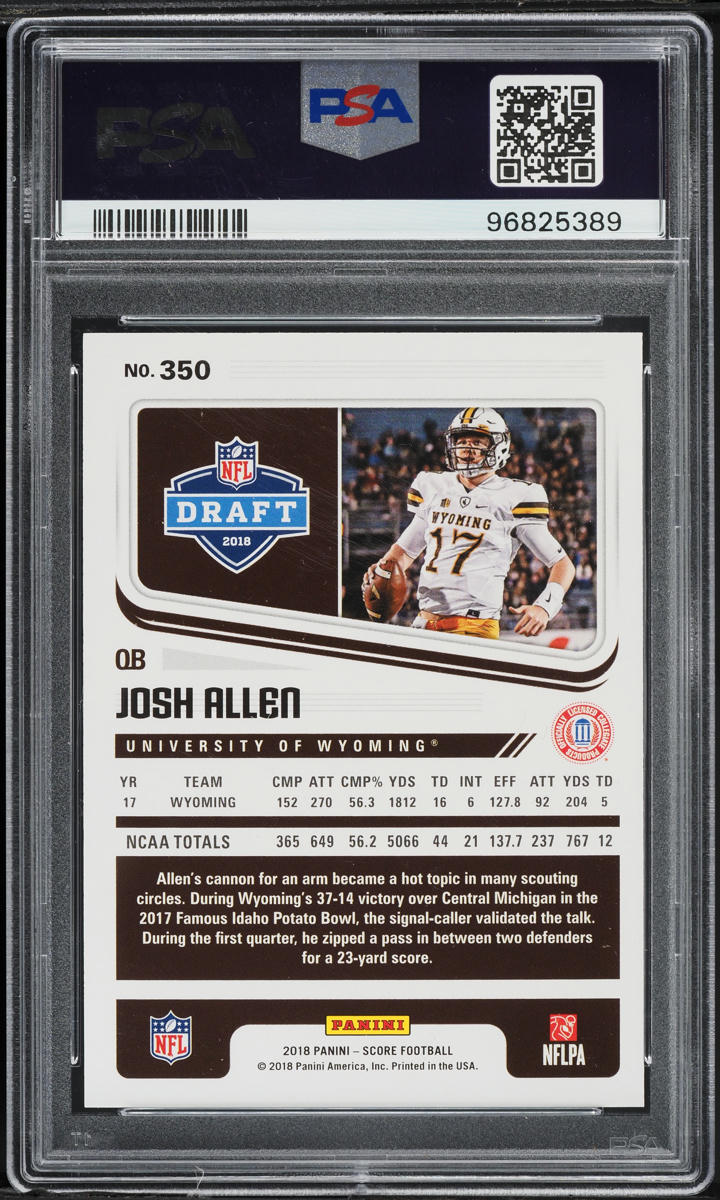 2018 Score First Down Josh Allen ROOKIE 10/10 #350 PSA 10 GEM MINT