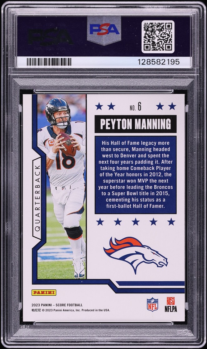 2023 Score First Ballot Peyton Manning #6 PSA 10 GEM MINT