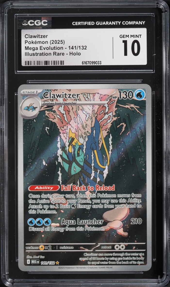 2025 Pokemon Mega Evolution IR Clawitzer #141 CGC 10 GEM MINT
