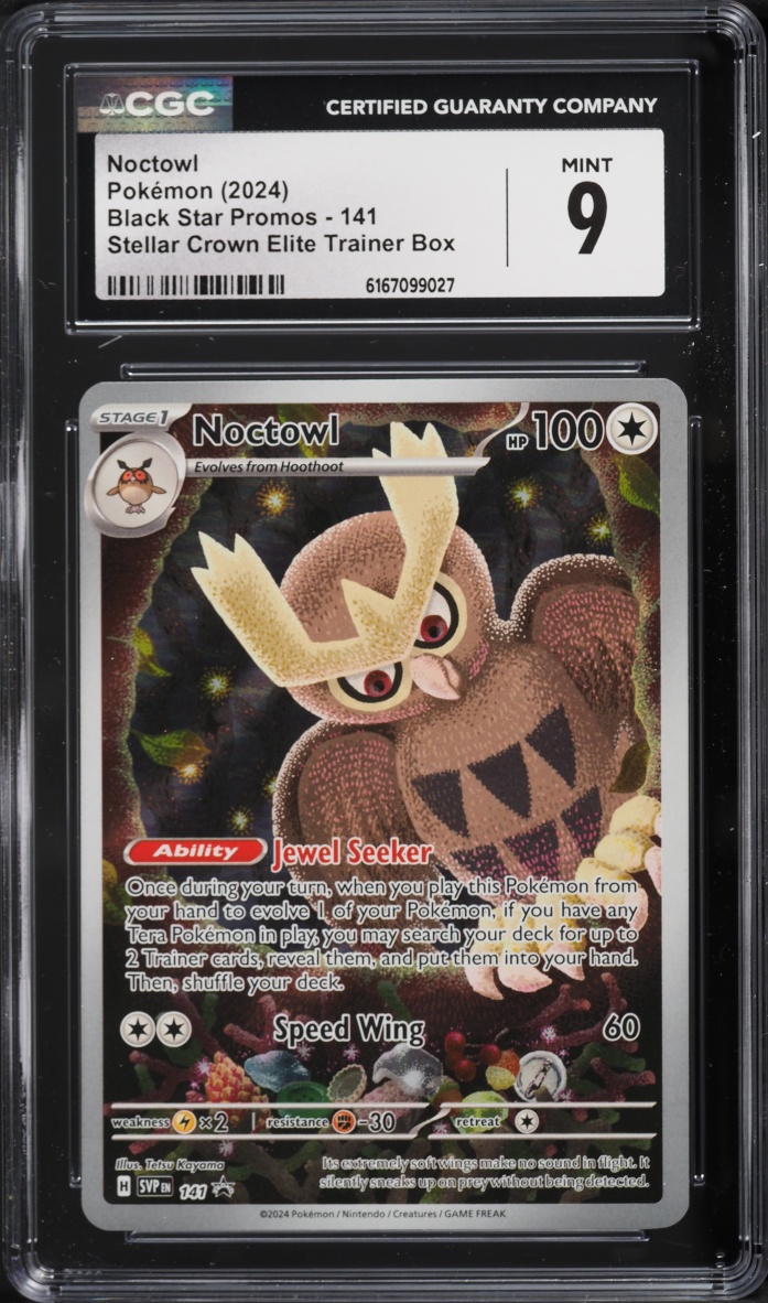 2024 Pokemon Scarlet & Violet Promo Stellar Crown ETB Full Art Noctowl #141 CGC 9 MINT