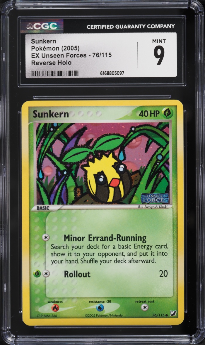 2005 Pokemon EX Unseen Forces Reverse Holo Sunkern #76 CGC 9 MINT