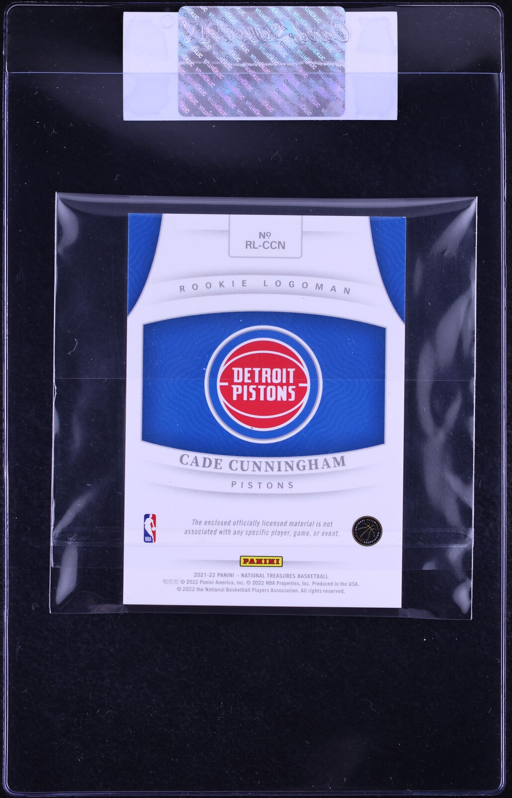 2021 National Treasures Cade Cunningham ROOKIE LOGOMAN PATCH 5/5 CGC AUTH