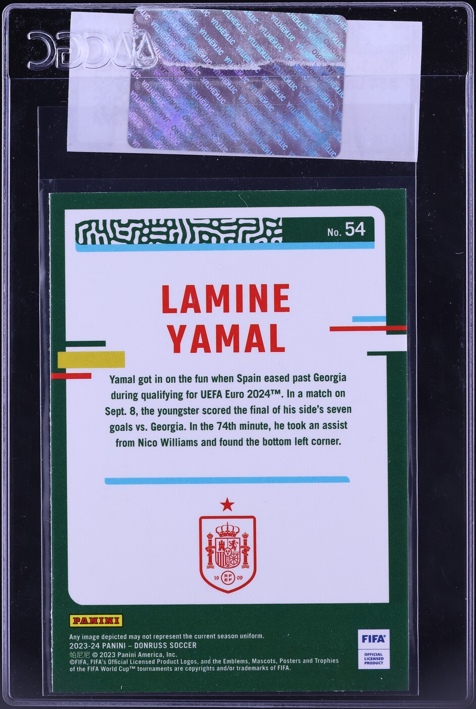 2023 Donruss FIFA Lamine Yamal ROOKIE #54 CGC AUTH