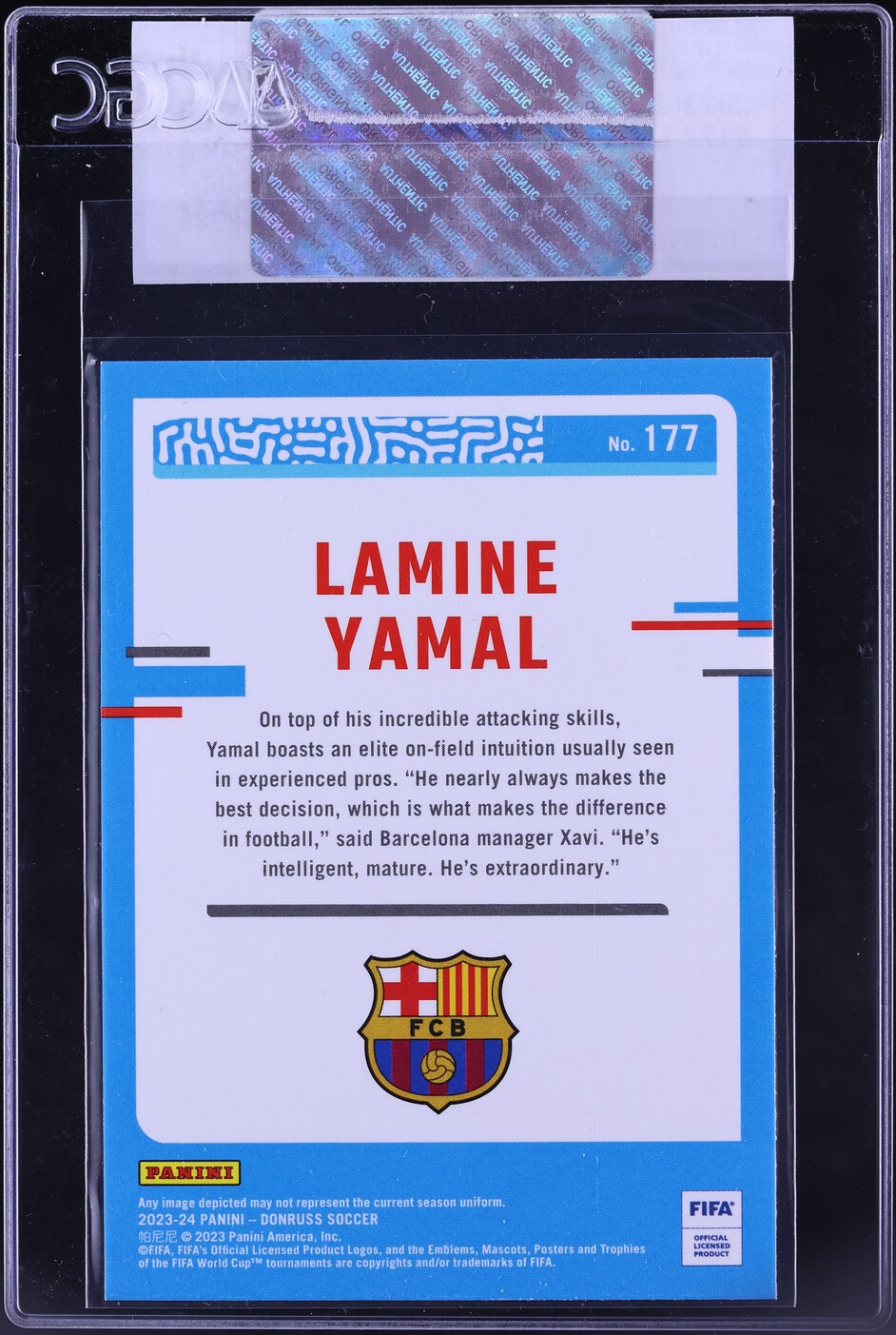 2023 Donruss FIFA Lamine Yamal ROOKIE #177 CGC AUTH