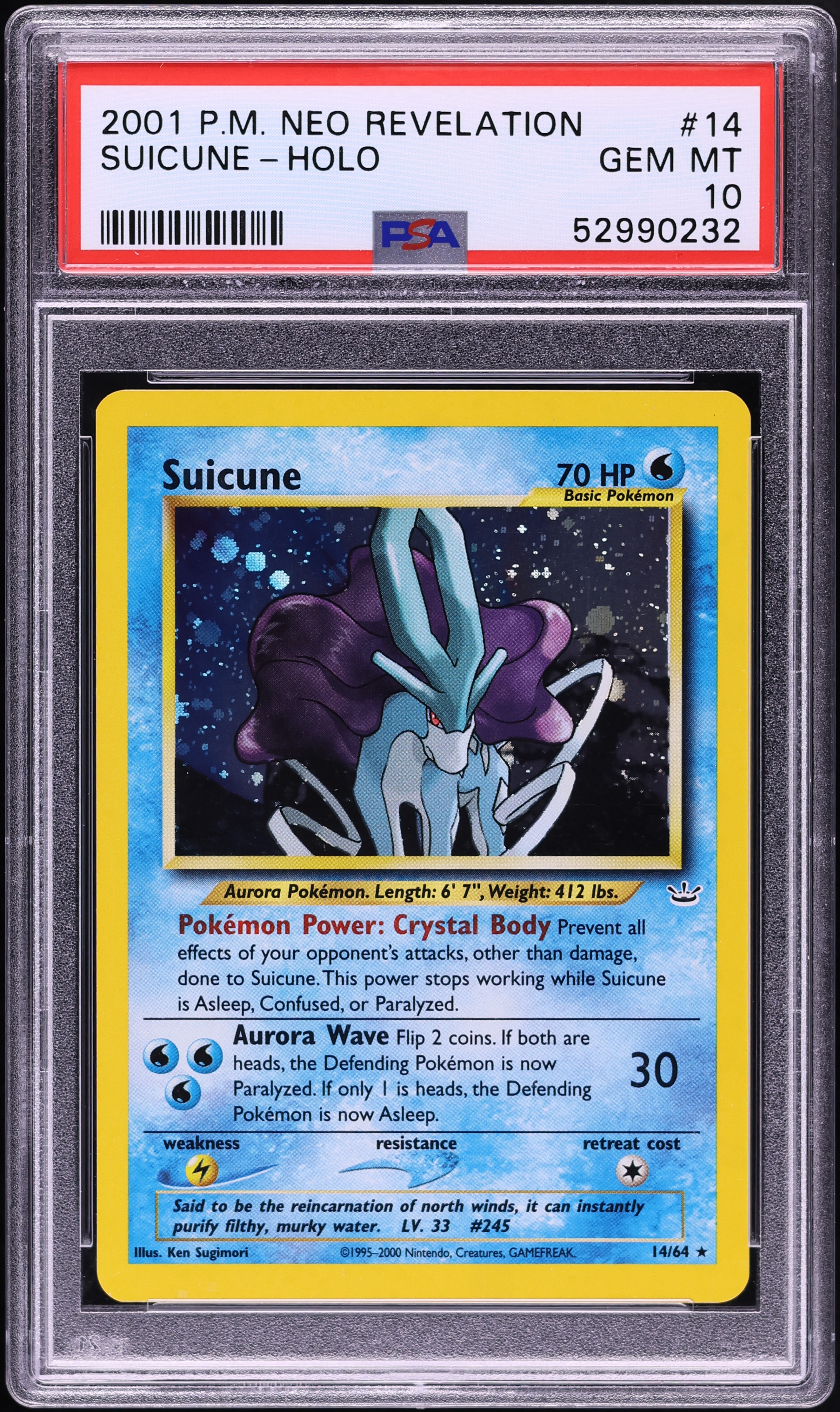 2001 Pokemon Neo Revelation Holo Suicune #14 PSA 10 GEM MINT