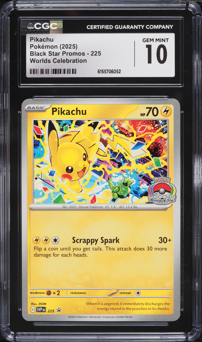 2025 Pokemon Scarlet & Violet Promo Worlds Celebration Pikachu #225 CGC 10 GEM MINT