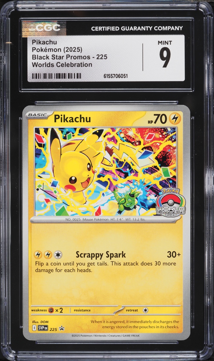 2025 Pokemon Scarlet & Violet Promo Worlds Celebration Pikachu #225 CGC 9 MINT