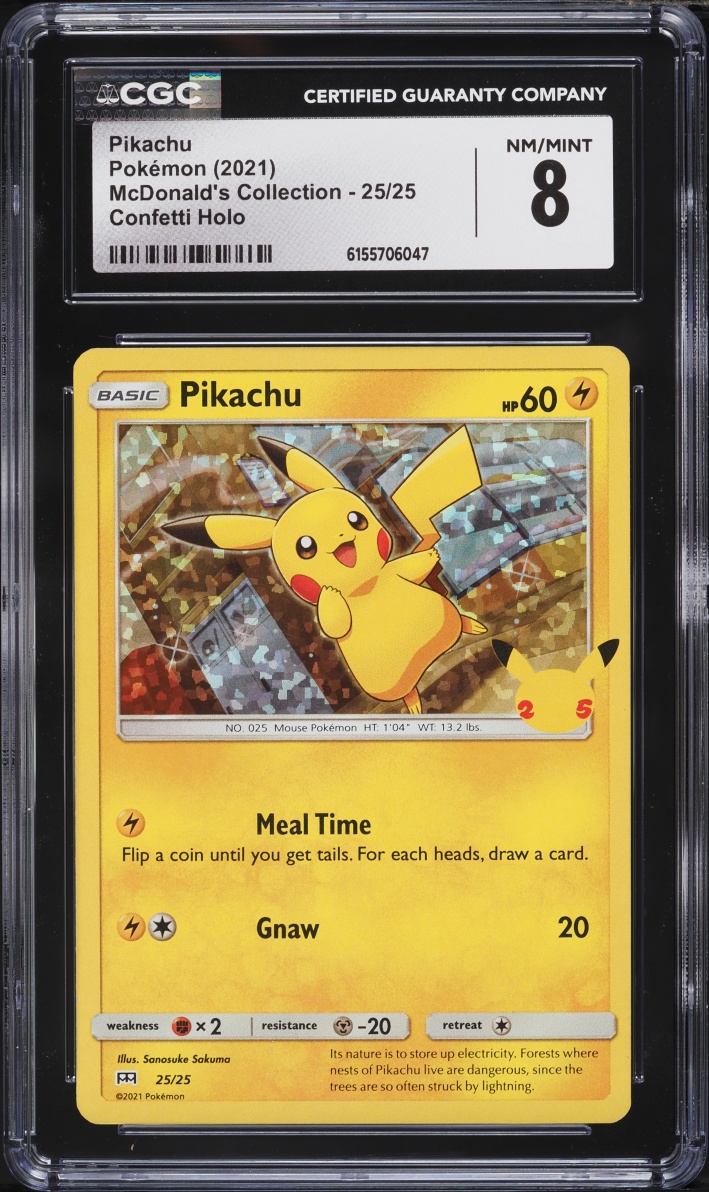 2021 Pokemon Sword & Shield McDonald's Collection Confetti Holo Pikachu #25 CGC 8 NM-MT