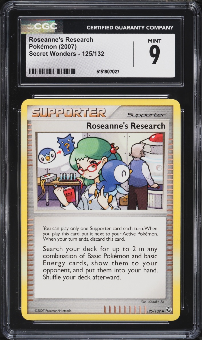 2007 Pokemon Diamond & Pearl Secret Wonders Roseanne's Research #125 CGC 9 MINT