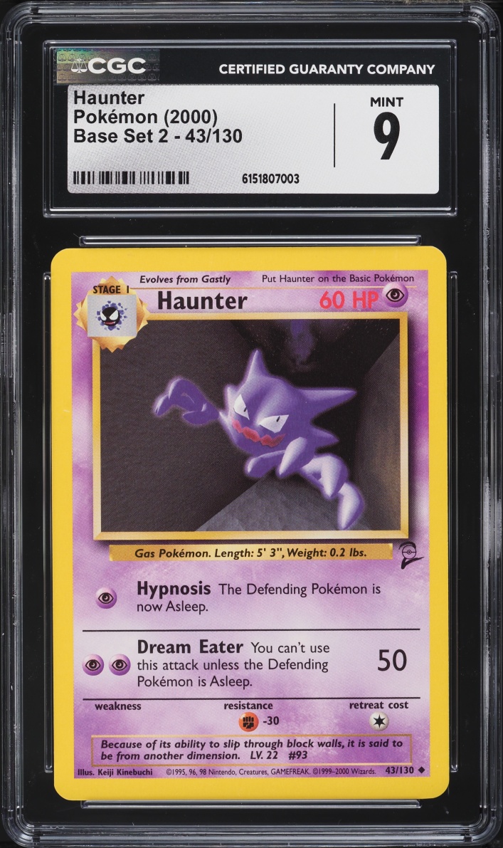 2000 Pokemon Base Set 2 Haunter #43 CGC 9 MINT