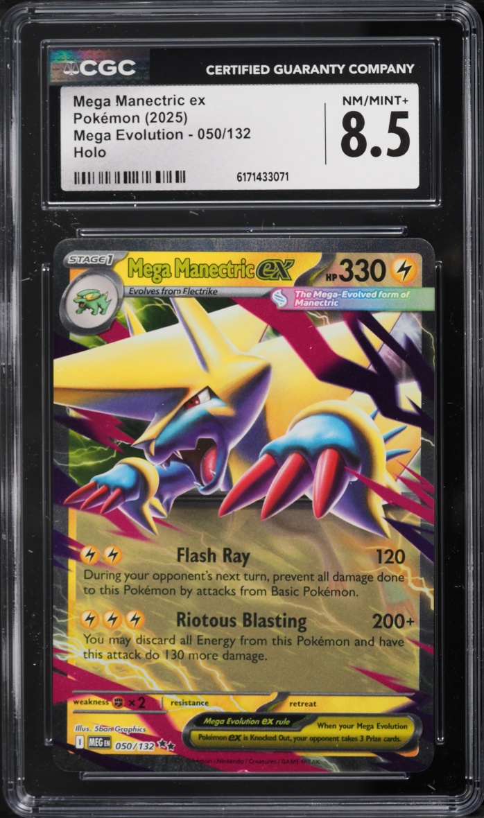 2025 Pokemon Mega Evolution Holo Mega Manectric Ex #50 CGC 8.5 NM-MT+