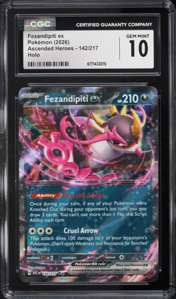 2026 Pokemon Mega Evolution Ascended Heroes Holo Fezandipiti Ex #142 CGC 10 GEM MINT