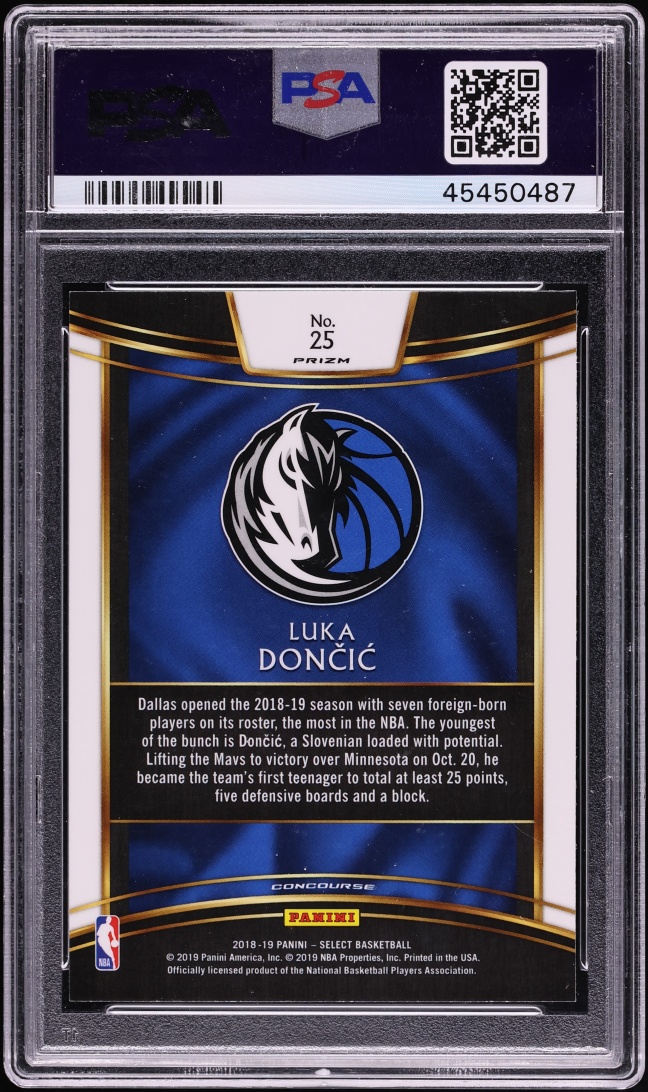 2018 Select Concourse Tri-Color Prizm Luka Doncic ROOKIE #25 PSA 10 GEM MINT