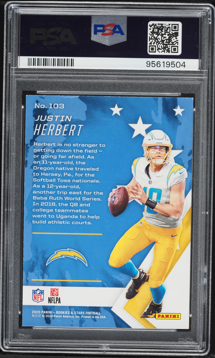 2020 Panini Rookies & Stars Justin Herbert ROOKIE #103 PSA 7 NRMT
