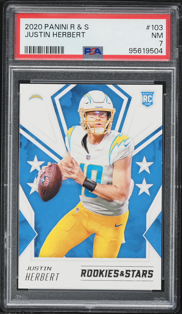 2020 Panini Rookies & Stars Justin Herbert ROOKIE #103 PSA 7 NRMT