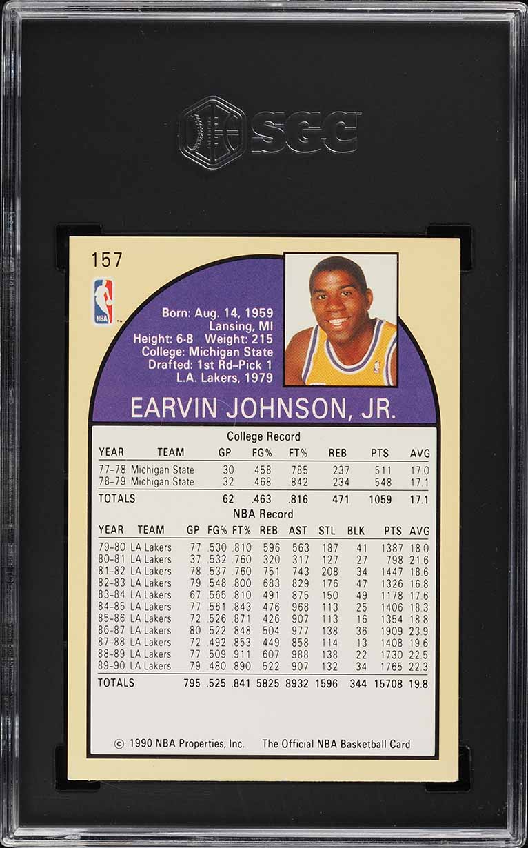 1990 Hoops Magic Johnson #157 SGC 6 EXMT