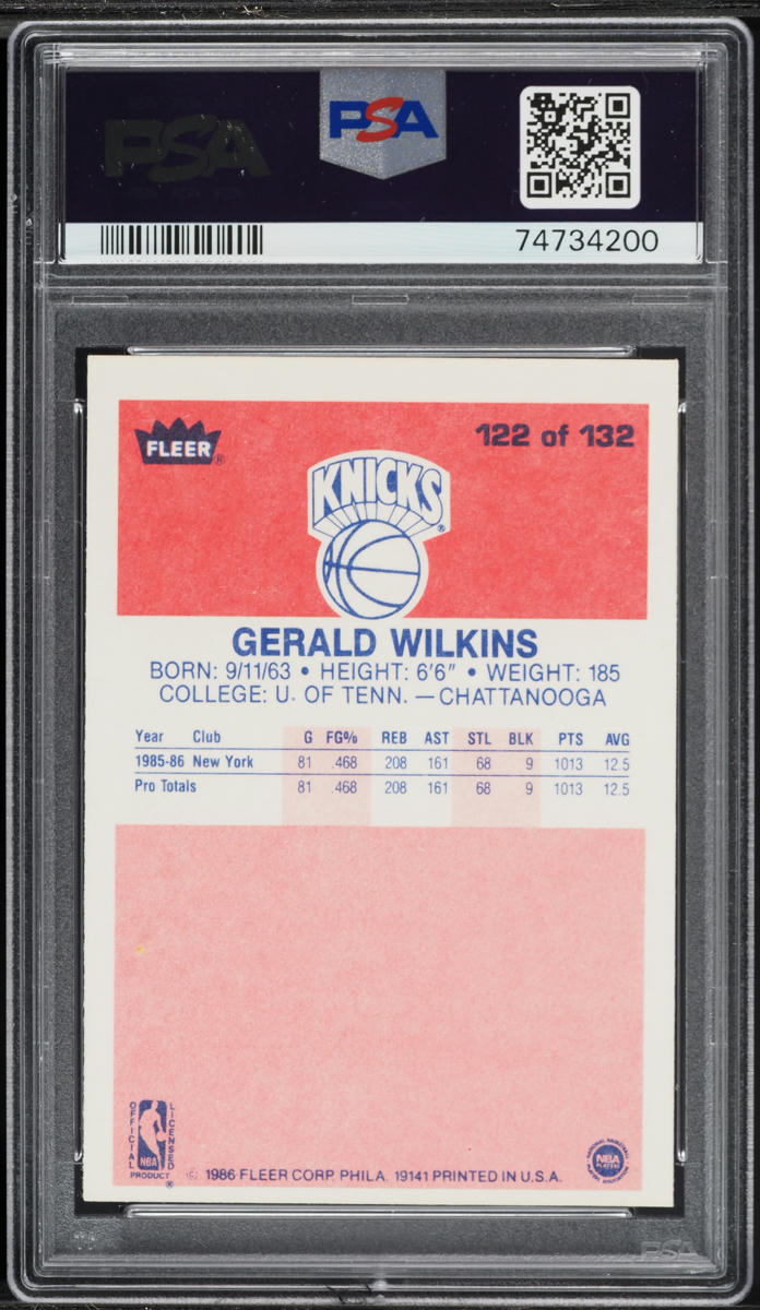 1986 Fleer Basketball Gerald Wilkins #122 PSA 6 EXMT