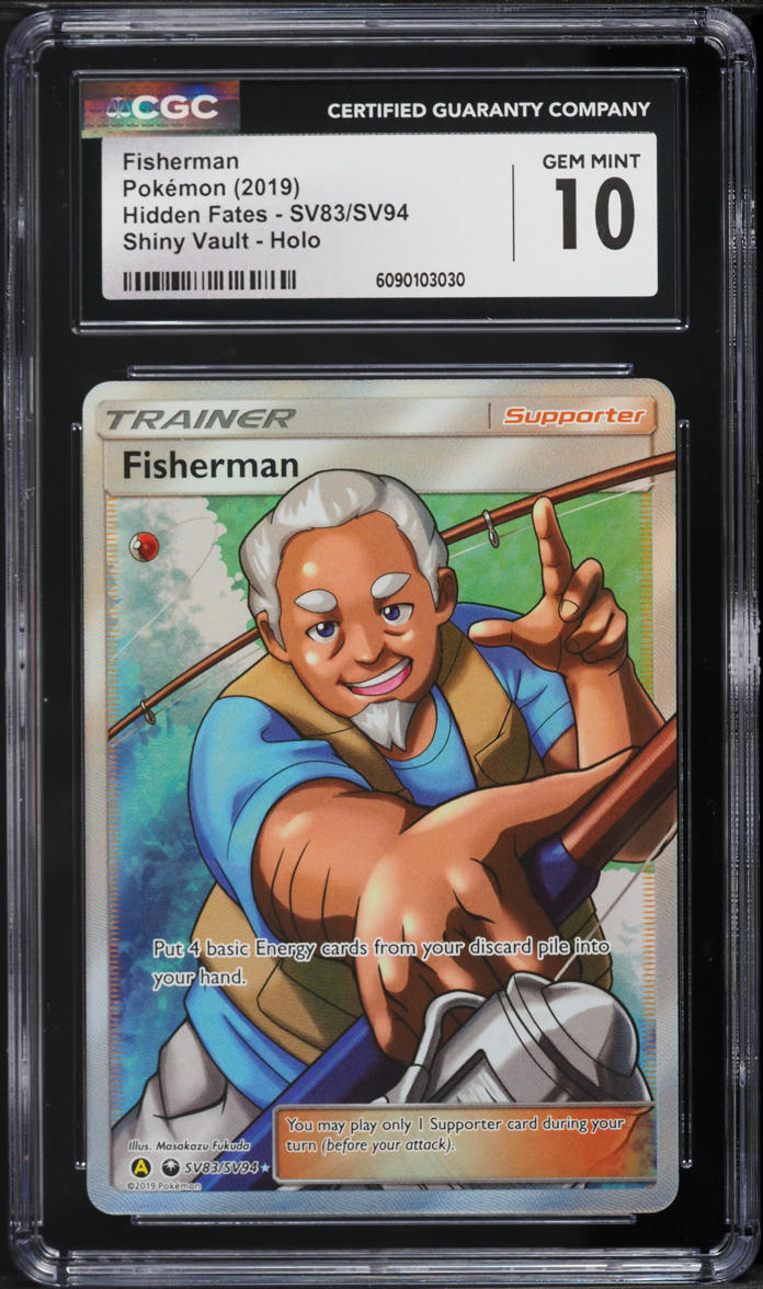 2019 Pokemon Sun & Moon Hidden Fates Full Art Fisherman #SV83 CGC 10 GEM MINT