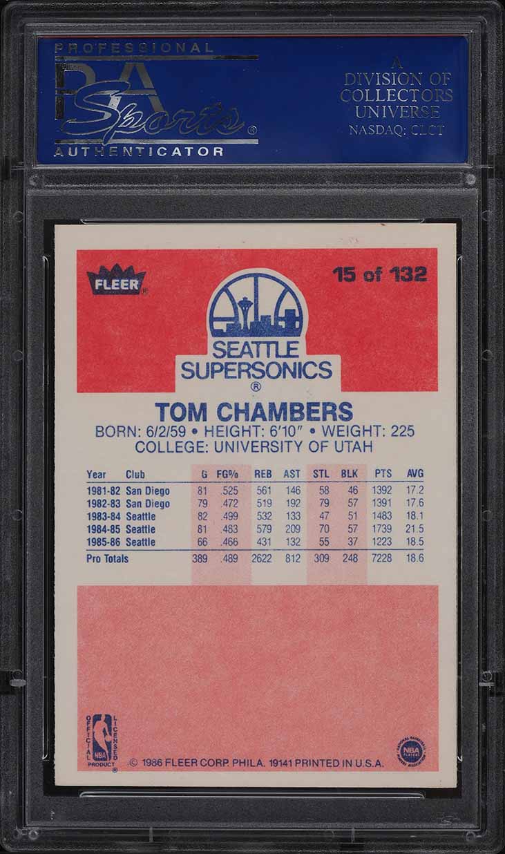 1986 Fleer Basketball Tom Chambers #15 PSA 9 MINT
