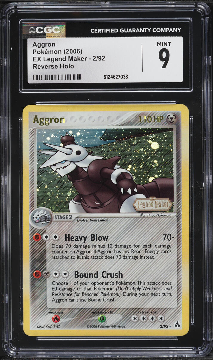 2006 Pokemon EX Legend Maker Reverse Holo Aggron #2 CGC 9 MINT