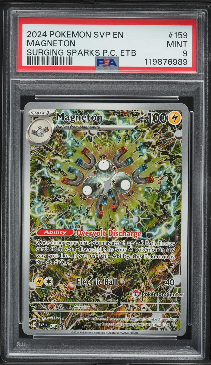 2024 Pokemon SV Black Star Promo Surging Sparks ETB Alt Art Magneton #159 PSA 9