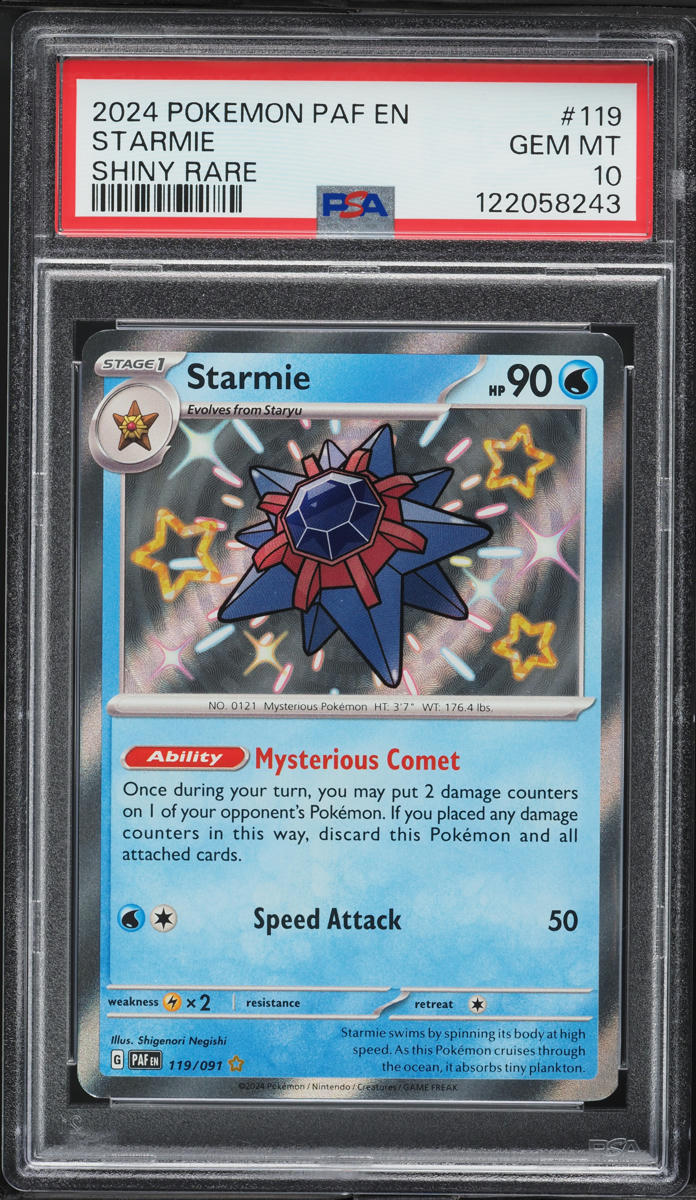 2024 Pokemon SV Paldean Fates Shiny Rare Starmie #119 PSA 10 GEM MINT