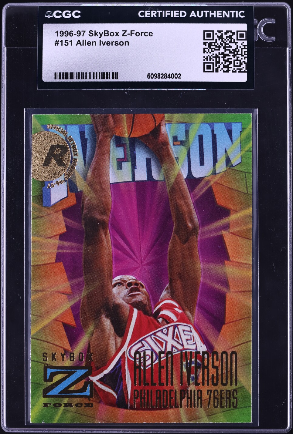 1996 Skybox Z-Force Allen Iverson ROOKIE #151 CGC AUTH
