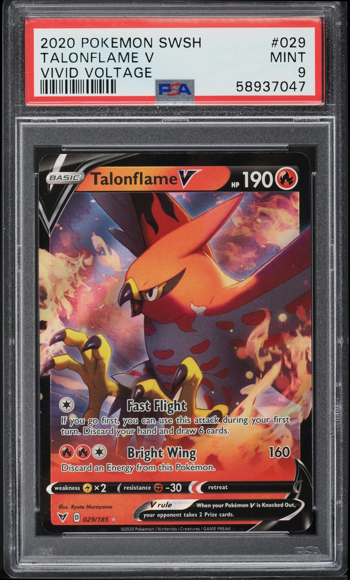 2020 Pokemon Sword & Shield Vivid Voltage Talonflame V #29 PSA 9 MINT