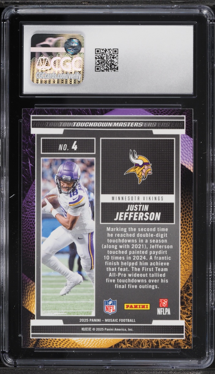 2025 Panini Mosaic Touchdown Masters Justin Jefferson #4 CGC 9 MINT