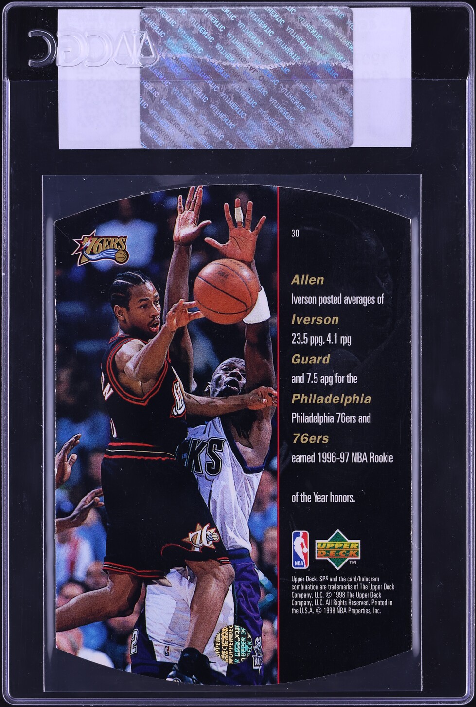 1997 SPx Basketball Allen Iverson #30 CGC AUTH