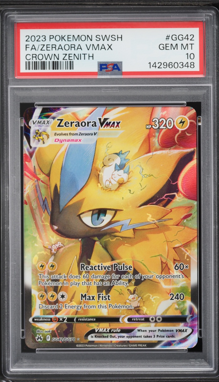 2023 Pokemon Sword & Shield Crown Zenith Alt Art Zeraora VMAX #GG42 PSA 10 GEM MINT