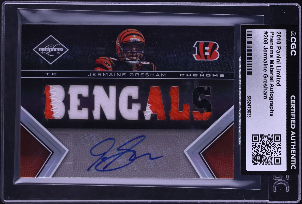 2010 Panini Limited Phenoms Material Jermaine Gresham ROOKIE PATCH AUTO /199 #208 CGC AUTH