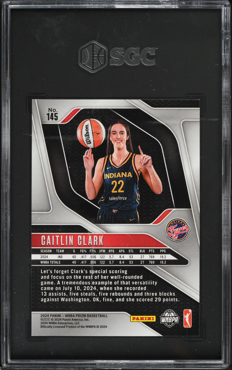 2024 Panini Prizm WNBA Caitlin Clark ROOKIE #145 SGC 8.5 NM-MT+