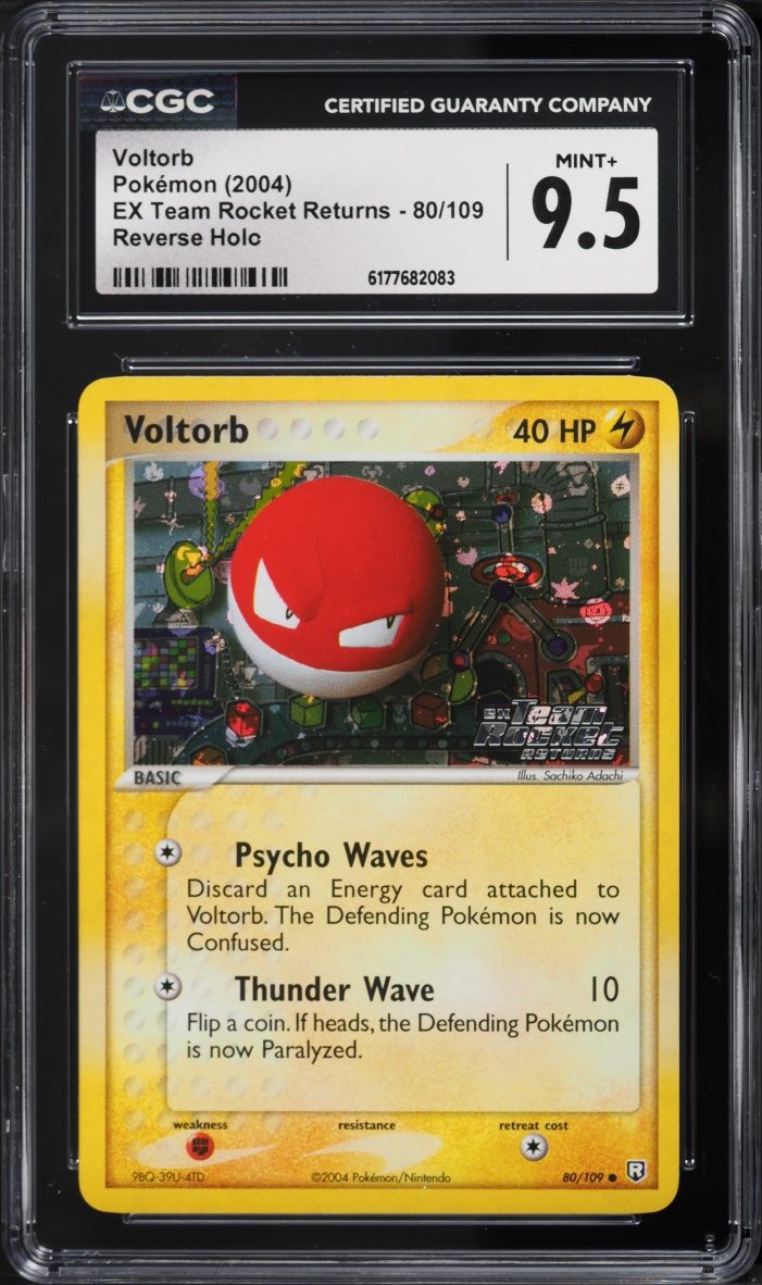2004 Pokemon EX Team Rocket Returns Reverse Holo Voltorb #80 CGC 9.5 MINT+