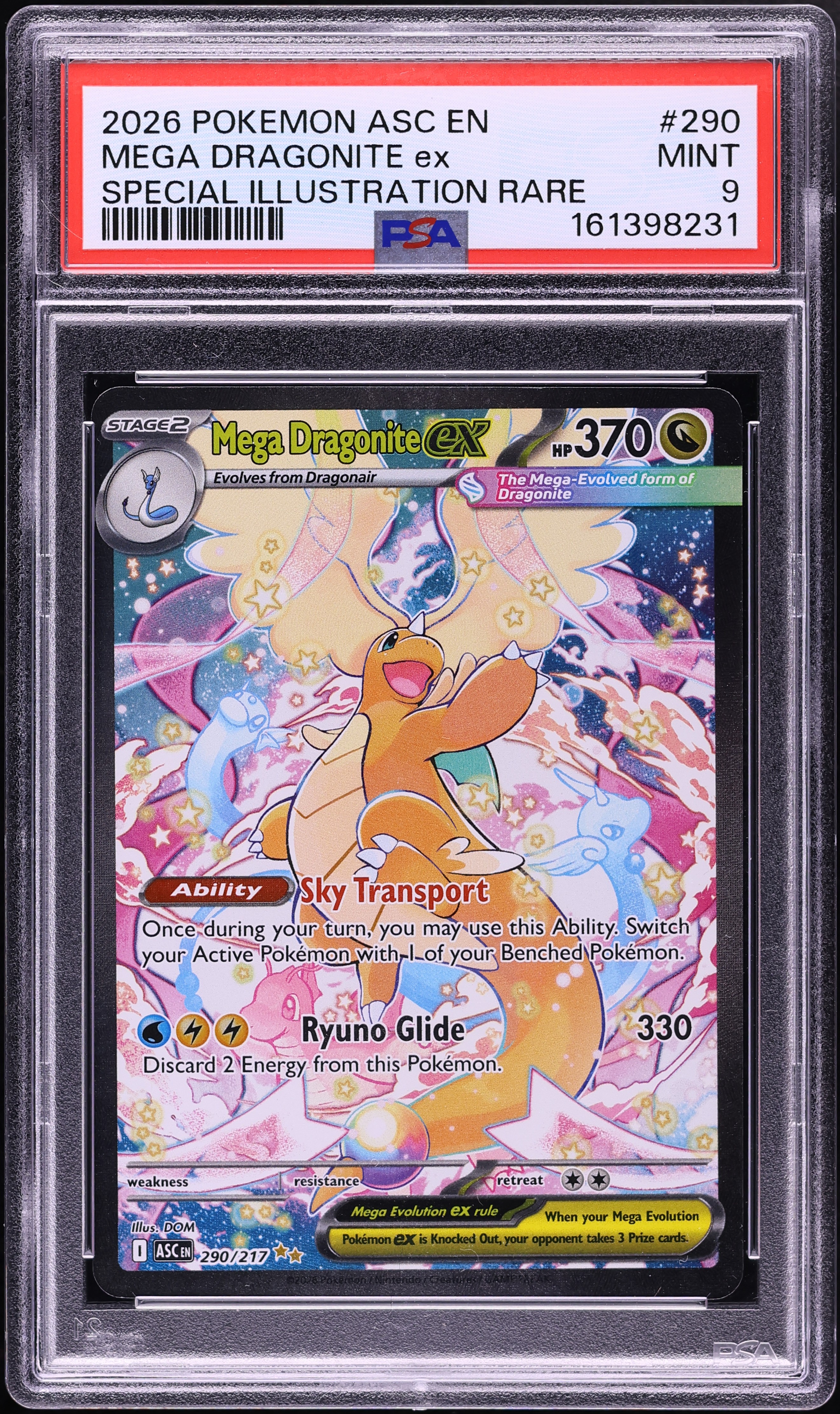 2026 Pokemon Mega Evolution Ascended Heroes SIR Mega Dragonite EX #290 PSA 9 MINT