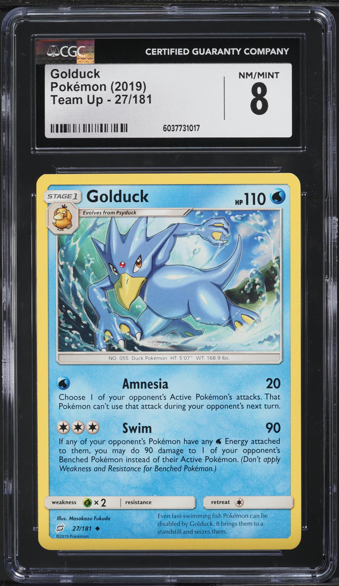 2019 Pokemon Sun & Moon Team Up Golduck #27 CGC 8 NM-MT
