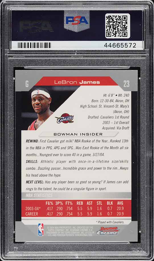 2004 Bowman Chrome Lebron James #23 PSA 10 GEM MINT - Photo 2