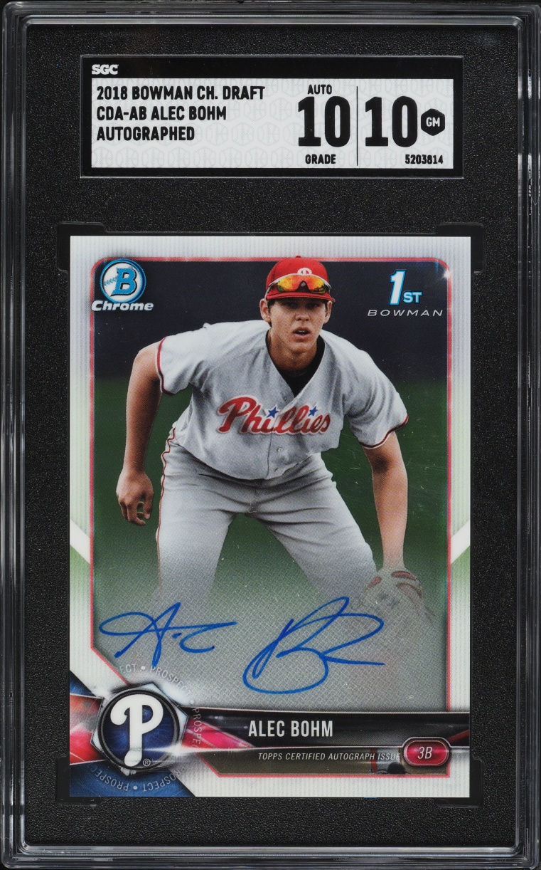 2018 Bowman Chrome Draft Alec Bohm PROSPECT AUTO #CDA-AB SGC 10 GEM MINT