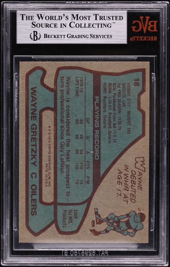 1979 Topps Hockey Wayne Gretzky ROOKIE #18 BVG 9 MINT