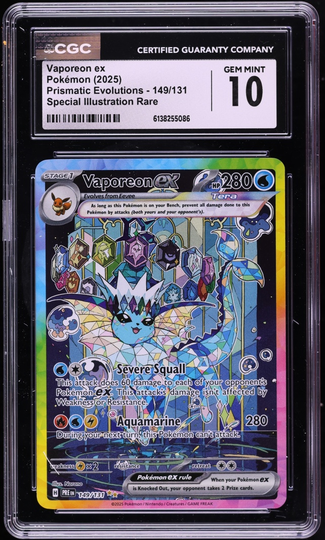 2025 Pokemon Scarlet & Violet Prismatic Evolutions SIR Vaporeon EX #149 CGC 10 GEM MINT