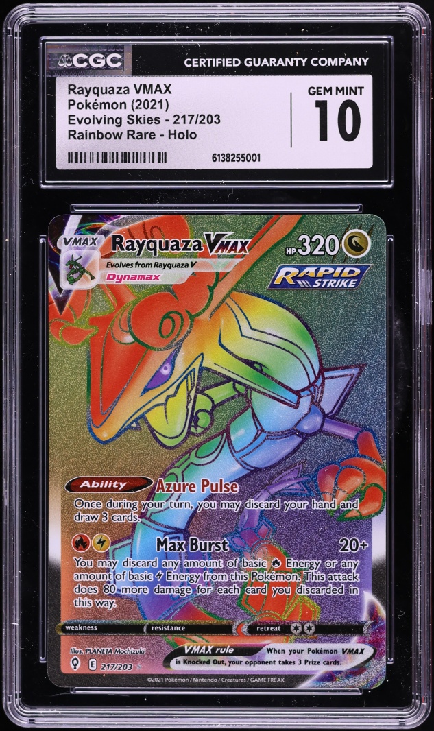 2021 Pokemon Sword & Shield Evolving Skies Rainbow Rare Rayquaza VMAX #217 CGC 10 GEM MINT