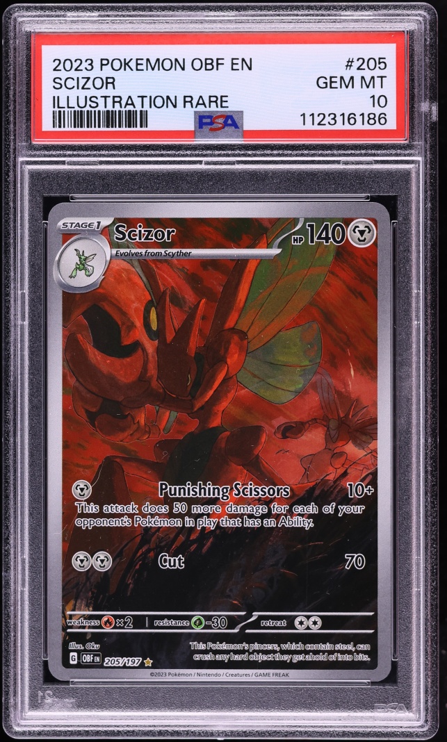 2023 Pokemon Scarlet & Violet Obsidian Flames IR Scizor #205 PSA 10 GEM MINT