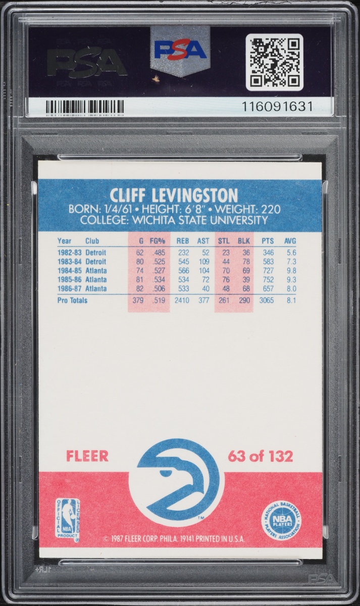 1987 Fleer Basketball Cliff Levingston AUTO DNA 7 #63 PSA 7 NRMT