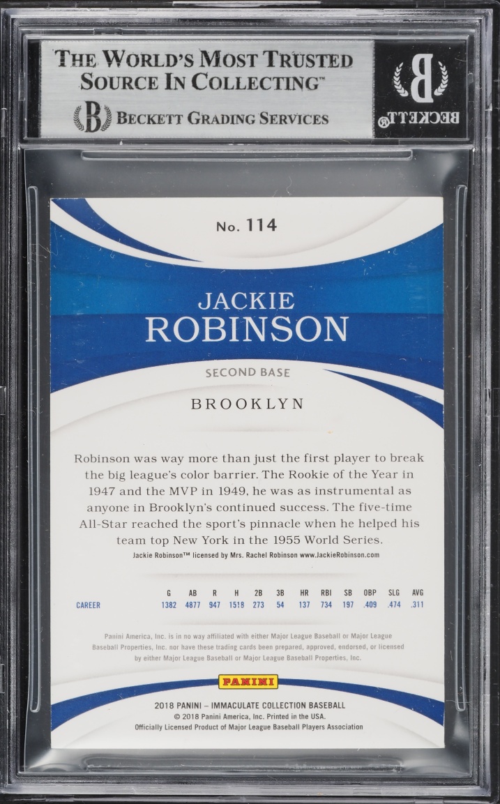 2018 Immaculate Collection Jackie Robinson /99 #114 BGS 8 NM-MT