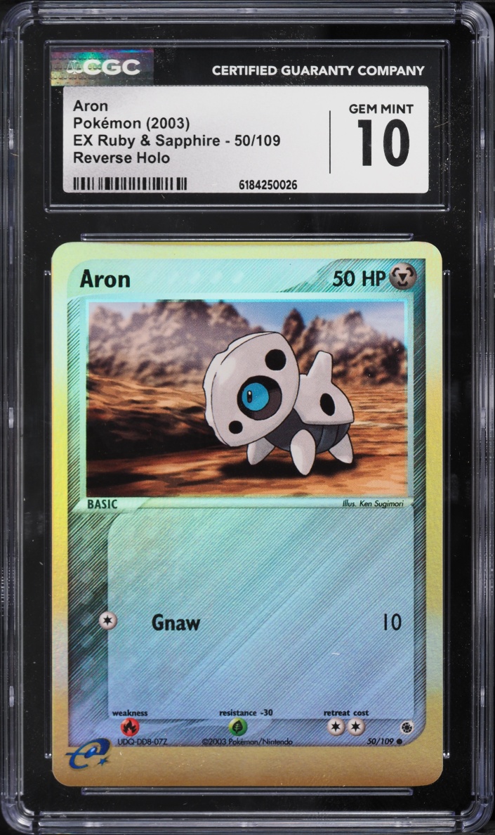 2003 Pokemon EX Ruby & Sapphire Reverse Holo Aron #50 CGC 10 GEM MINT