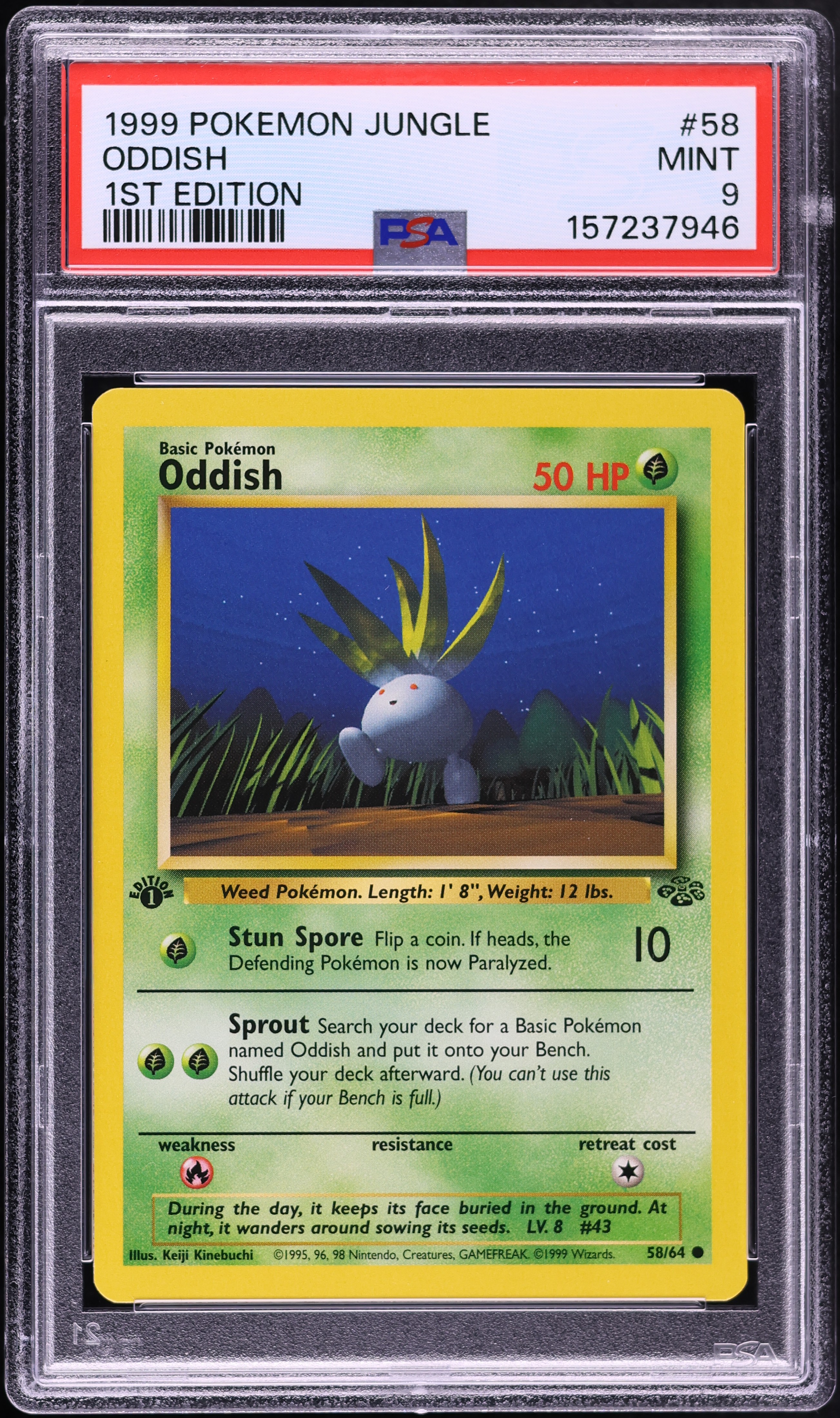 1999 Pokemon Jungle 1st Edition Oddish #58 PSA 9 MINT