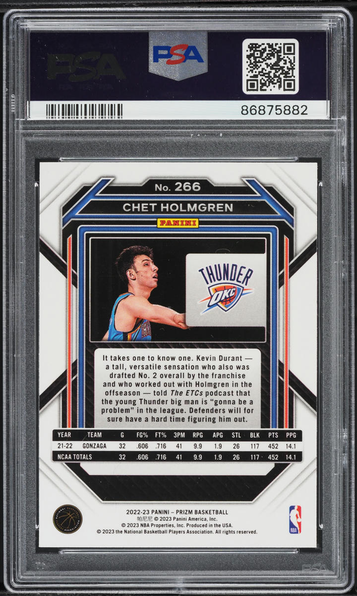 2022 Panini Prizm Chet Holmgren ROOKIE #266 PSA 8 NM-MT