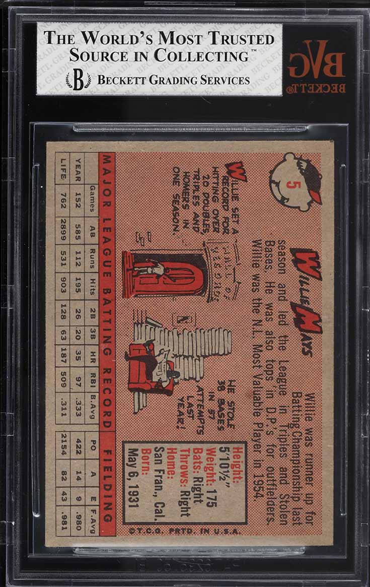 1958 Topps Willie Mays #5 BVG 4.5 VGEX+